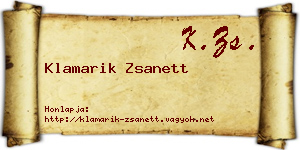 Klamarik Zsanett névjegykártya
